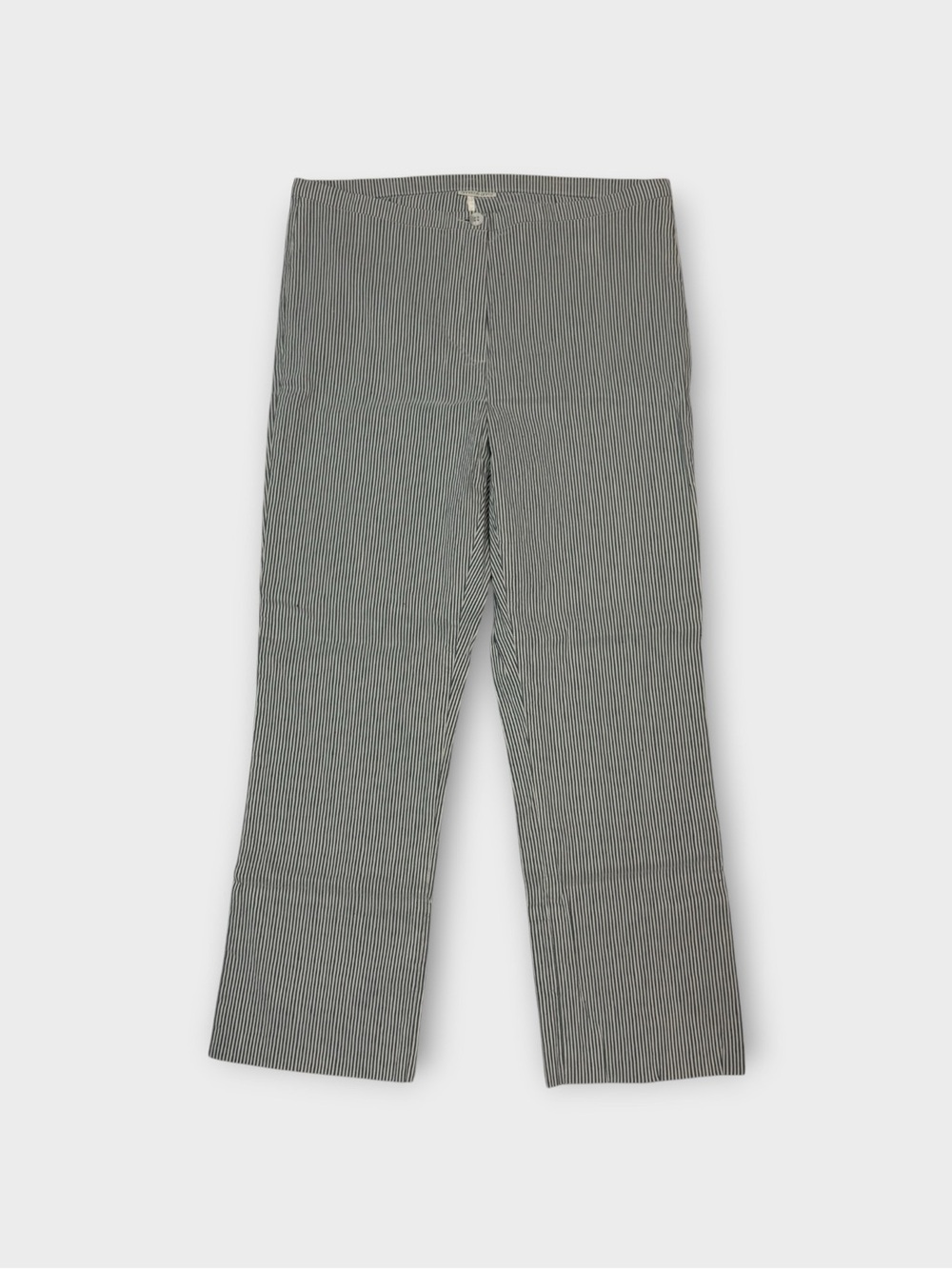 Annette Görtz Gray White Stripe Cropped Cotton Pants Minimalist Trousers